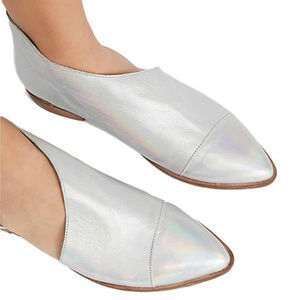 Free People NWT Flat Royale in Silver w/Box Size 8